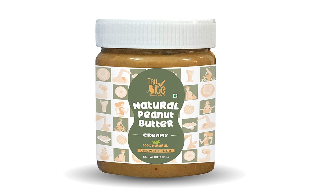 Trubite Natural Peanut Butter Creamy Unsweetened   Plastic Jar  350 grams